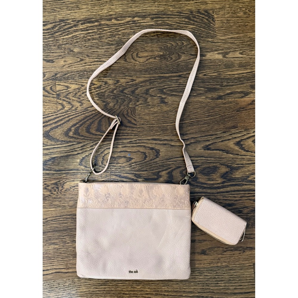 The Sak Tan Pebbled Leather Crossbody Bag and Double Zip Wallet